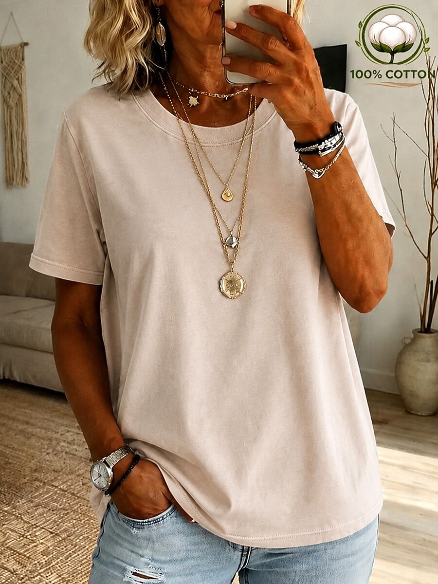 Women's 100% Cotton Crew Neck Tee