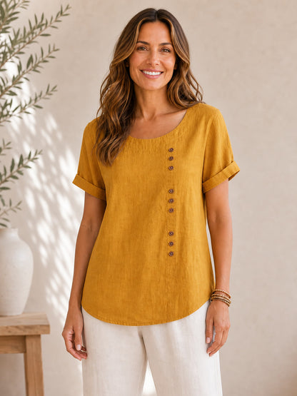Soft Button 100% Cotton Blouse