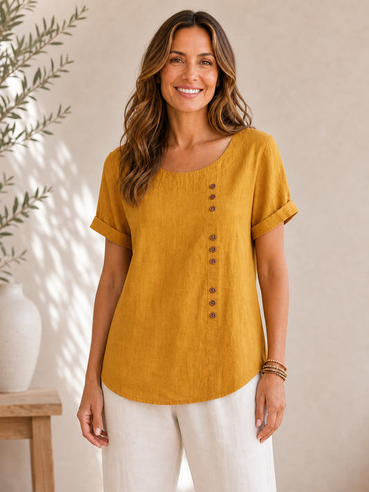 Soft Button 100% Cotton Blouse