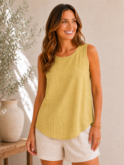 Cozy 100%Cotton Round Neck Sleeveless