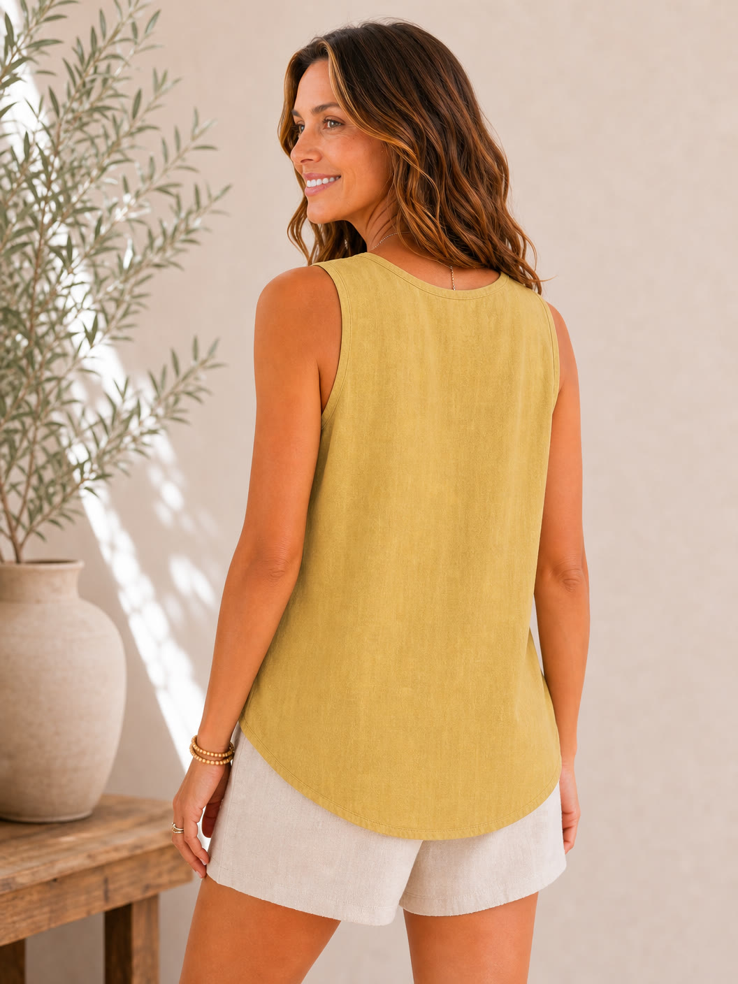 Cozy 100%Cotton Round Neck Sleeveless