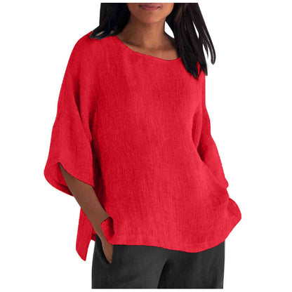 Women's Crew Neck 100% Cotton Blouse
