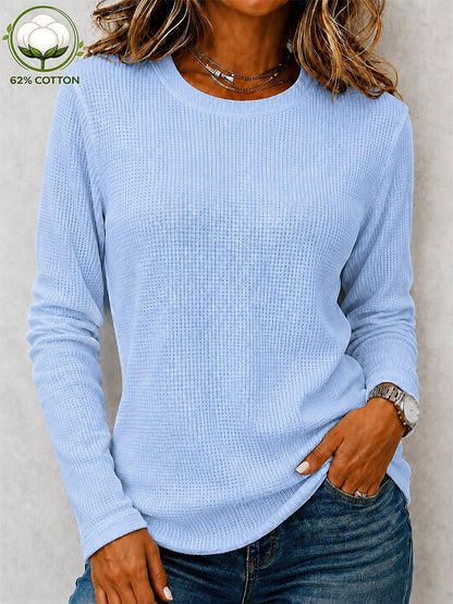 Women's Waffle Cotton Crew Neck Shirt