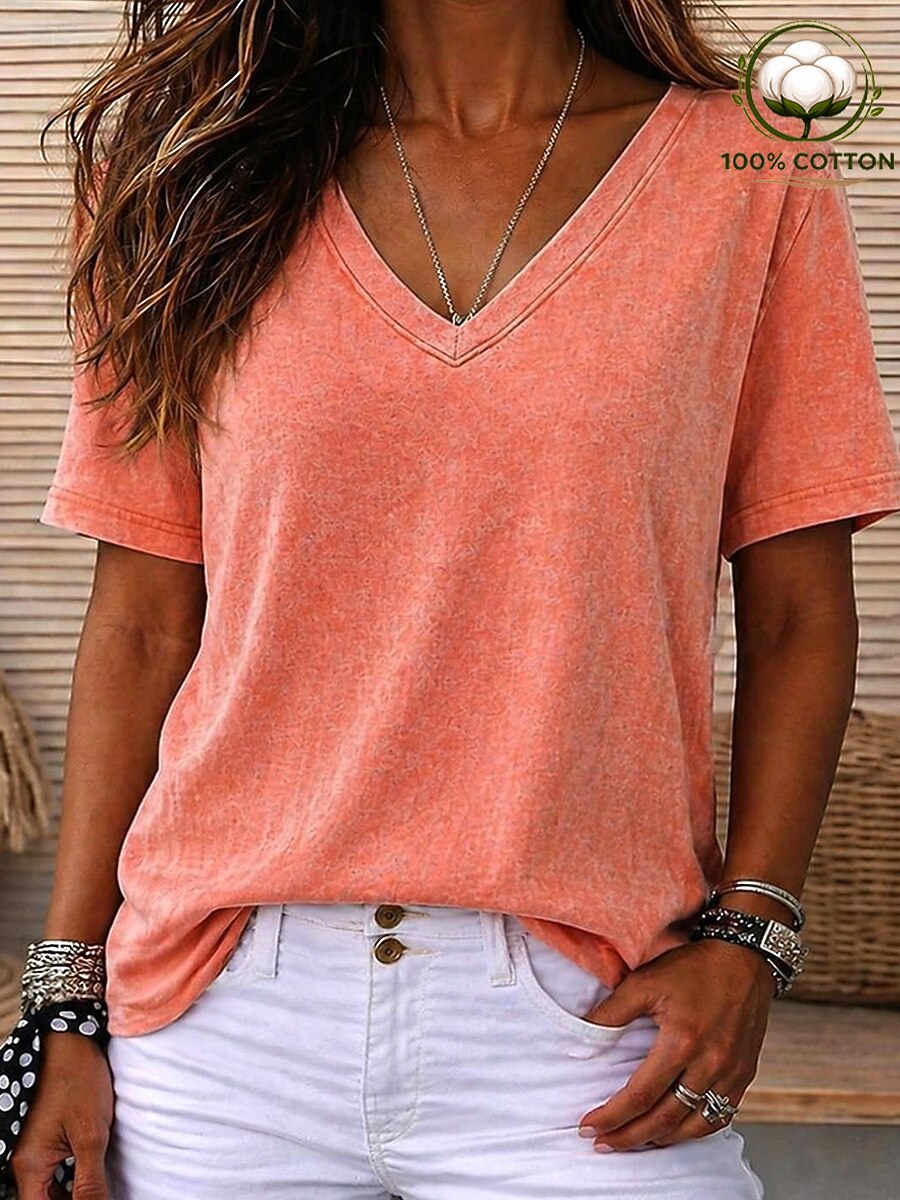 Women's 100% Cotton V Neck Tee