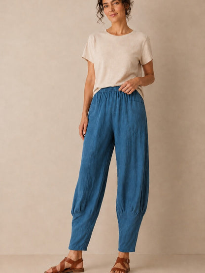 Premium Linen Wide-Leg Pocket Pants
