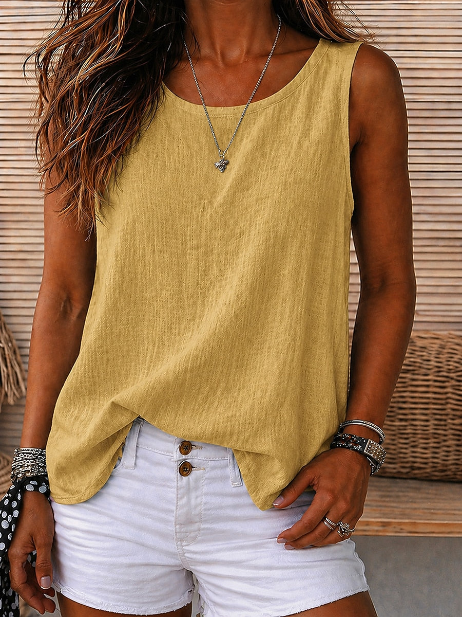 Cozy 100%Cotton Round Neck Sleeveless