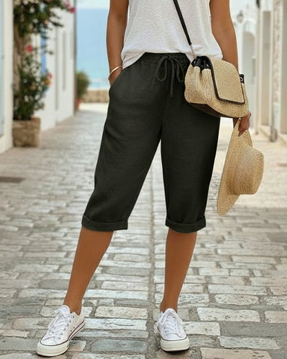 Women's Cotton Linen Capri Pants