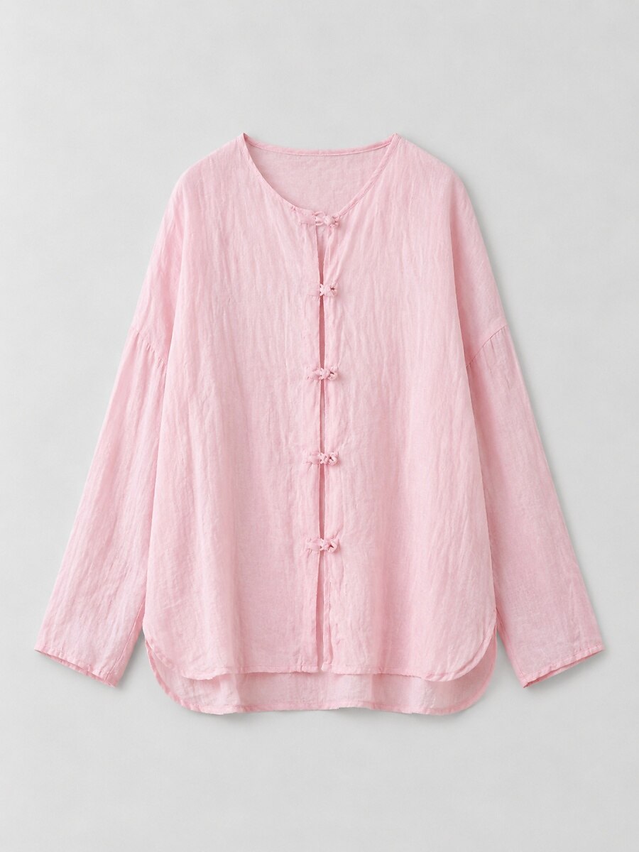 Premium 100% Linen Button-Down Blouse