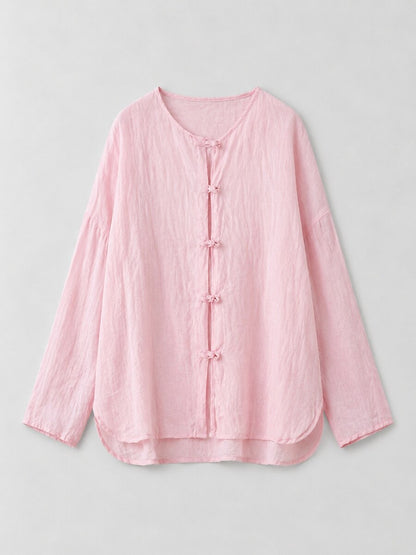 Premium 100% Linen Button-Down Blouse