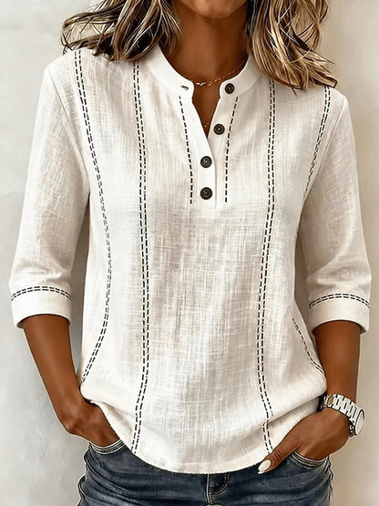 Cotton Linen Stand Shirt